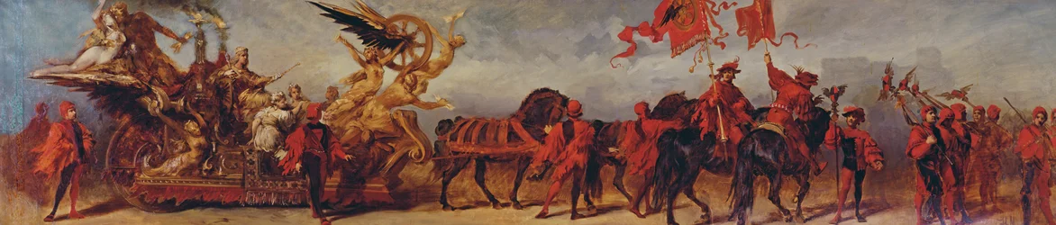 Diseño para la procesión del jubileo del emperador Francisco José: los trabajadores ferroviarios, 1879
